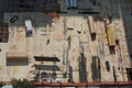 New York, New York: Aerial view of men and materials during construction of a new high-rise apartment building Royalty Free Stock Photo