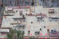 New York, New York: Aerial view of men and materials during the construction of a 42-story high-rise apartment building Royalty Free Stock Photo