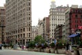 New York, America October 2, 2016. The traffic of cars on 5th Avenue in the direction of Flatiron Building on Broadway, New York,