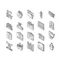 New York American City Landmarks isometric icons set vector Royalty Free Stock Photo