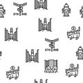 New York American City Landmarks Vector Seamless Pattern Royalty Free Stock Photo