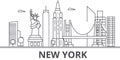 New York architecture line skyline illustration. Linear vector cityscape with famous landmarks, city sights, design Royalty Free Stock Photo