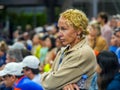 Mirra Andreeva's mother Raisa attends her daughter's 2023 US Open first round match against Olivia Gadecki