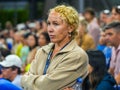 Mirra Andreeva's mother Raisa attends her daughter's 2023 US Open first round match against Olivia Gadecki