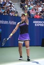 Professional tennis player Bianca Andreescu of Canada in action during the 2019 US Open third round match Royalty Free Stock Photo