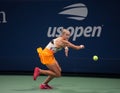 Mirra Andreeva of Russia in action during 2023 US Open first round match against Olivia Gadecki of Australia
