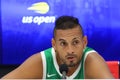 Professional tennis player Nick Kyrgios of Australia during press conference after his 2019 US Open third round match Royalty Free Stock Photo