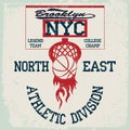 New York Basketball Team t-shirt graphics, american College Championship grunge Emblem,