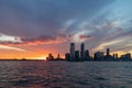 New York - Breath-taking afterglow over New York City skyline and Hudson River at dusk