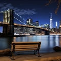 new york brooklyn bridge night Royalty Free Stock Photo