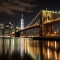 new york brooklyn bridge night Royalty Free Stock Photo