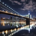 new york brooklyn bridge night Royalty Free Stock Photo