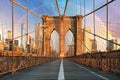 New York, Brooklyn bridge with rainbow Royalty Free Stock Photo
