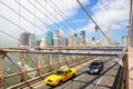 New York, Brooklyn Bridge and taxi cab Royalty Free Stock Photo