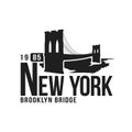 New York, Brooklyn Bridge typography for t-shirt print. Stylized Brooklyn Bridge silhouette. Tee shirt graphic