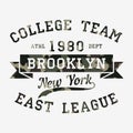 New York, Brooklyn - camouflage typography for design clothes, athletic t-shirt. Graphics for print product, apparel. Vector.