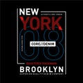 New York, Brooklyn core denim typography for t-shirt print. Vintage badge for t shirt print