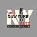 New York, Brooklyn, USA typography. T-shirt graphics