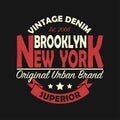 New York, Brooklyn vintage brand graphic for t-shirt. Original clothes design with grunge. Authentic apparel typography. Royalty Free Stock Photo