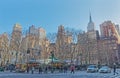 New York Bryant Park buildings view from street Royalty Free Stock Photo