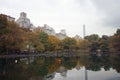 New York Central Park Lake Autumn with Skyline Royalty Free Stock Photo