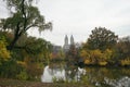 New York Central Park Lake Autumn with Skyline Royalty Free Stock Photo