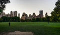 New York Central Park with Skyline View Sunset trees clouds Royalty Free Stock Photo