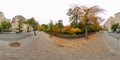 New York by Central Park view of midrise residential buildings. 360 panorama VR equirectangular photo