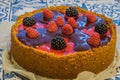 New York cheese cake with softfruits Royalty Free Stock Photo