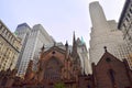 New York Church and scrapers Royalty Free Stock Photo