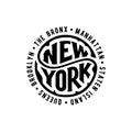 New York circle lettering with district Vector illustration