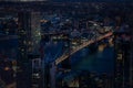 New York City aerial with skyscrapers at night Royalty Free Stock Photo