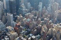 New York City aerial view with skyscrapers, sunlight and mist Royalty Free Stock Photo