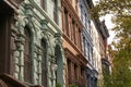 New York City apartment building homes with green trees