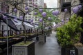 New York City - April 18 2021: An empty, not open yet, outdoor restaurant during covid outbreak. Restaurants started serving meals Royalty Free Stock Photo