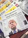Headlines of newspapers in New York report on the previous days announcement of former President Donald Trump being indicted