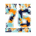 New York City, athletic department. Camouflage t-shirt design, typography for t-shirt graphics