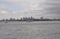 New York City,August 2nd:Brooklin from Hudson river on a dramatic sky from New York City Royalty Free Stock Photo