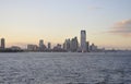 New York City,August 2nd:New Jersey City at sunset over Hudson river Royalty Free Stock Photo