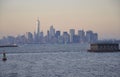 New York City,August 3rd:Manhattan Panorama from Hudson river at sunset in New York City Royalty Free Stock Photo