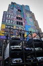 New York City automated multi level outdoor car parking garage.