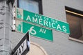 New york city 6av americas avenue sign