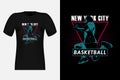 New York City Basketball Silhouette Vintage T-Shirt Design