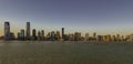 New York City Battery Park Jersey City skyline buildings cityscape sunrise sunset river Hudson