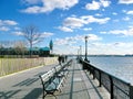 New York City: Battery Park sidewalk on a sunny day