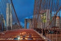 New York City - beautiful sunset over manhattan with and brooklyn bridge Royalty Free Stock Photo