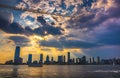 Sunset over Jersey City in New York Royalty Free Stock Photo