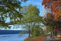 New York City bicycle trail along the Hudson River Royalty Free Stock Photo