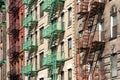 New York City Block of Apartment Buildings in Manhattan Royalty Free Stock Photo