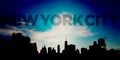 New York City Blue Panoramic Downtown Skyline Royalty Free Stock Photo